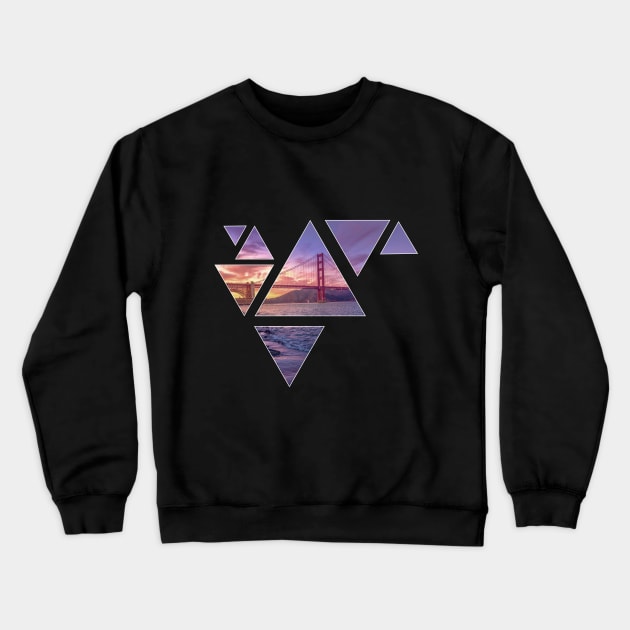 Abstract Golden Gate Bridge Triangle - Geometric Design Crewneck Sweatshirt by EdifyEra